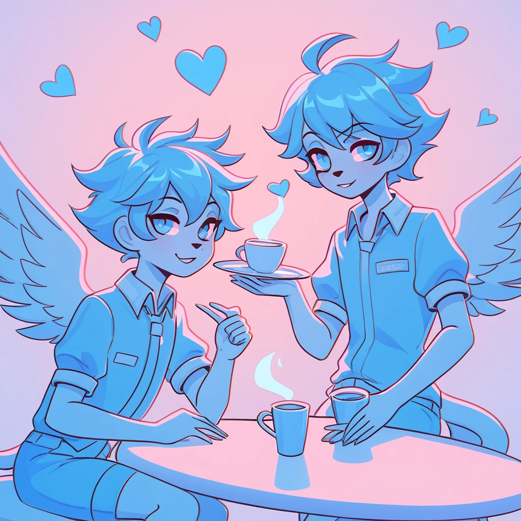 Never Kill a Boy on the First Date in Air superiority blue aesthetic art style