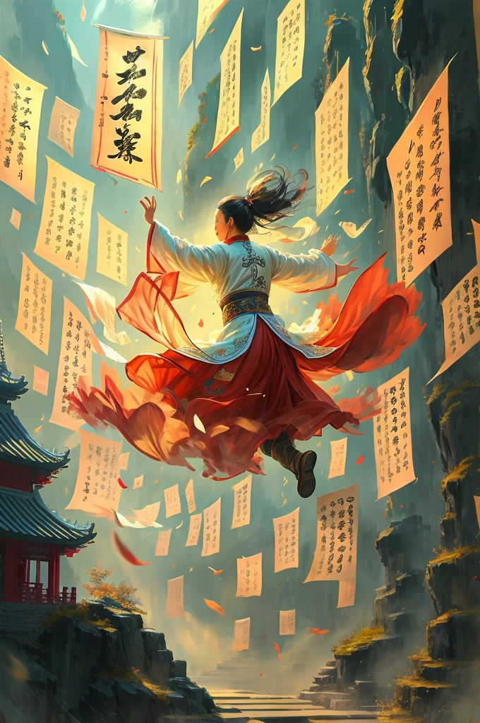 Chinese ancient books,pages,paper,chinese text,water,wind,masterpiece,masterpiece,long sleeves swaying in the wind,cinematic light,detailed environment,xuer calligraphy,luminous traces,(clean background:1.3),gold,low contrast,poster illustrations,
best quality,ultra-detailed,best quality,ultra-detailed,high-key