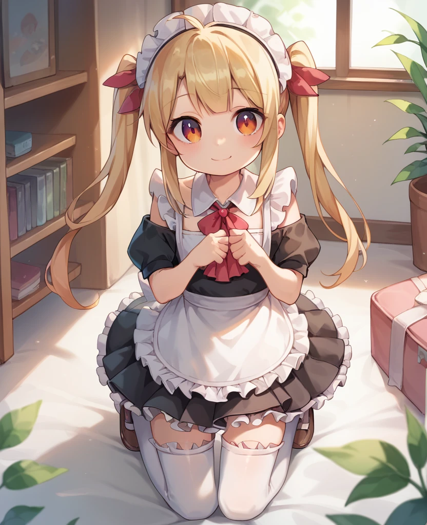 masterpiece1.0, best quality1.0, FHD1.0, female , 
loli,cute,cute,cute, cheerful, kneeling, looking at viewer, twintail, blonde,  , hair ribbon, thighhighs, ((((((frilled clothing)))))), ((((((off shoulder)))))), ((((((undone clothing)))))), ((((((mini skirt)))))), ((((((maid)))))), ((((((apron)))))), ((((((absurdres)))))), ((((((kawaii)))))), ((((((cel anime)))))),fullbody