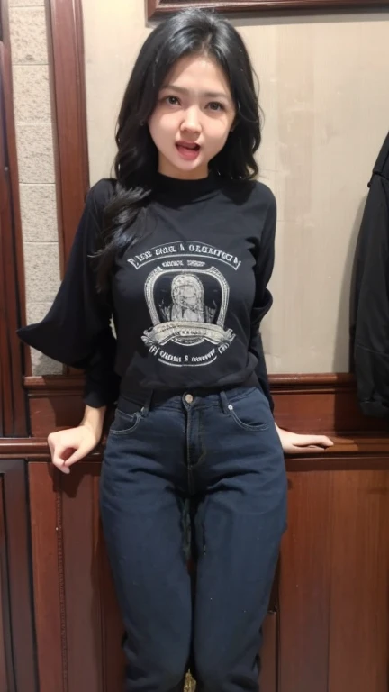 Indonesian face girl, peeing pants:2.5