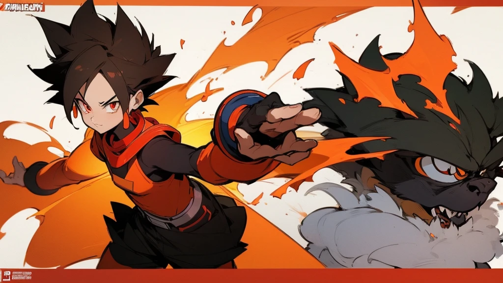 My Hero Academia My Hero Academia School Screenshot of a girl with short brown hair, red eyes, a red quartz necklace wearing a black and orange outfit with Dragon Ball powers.
