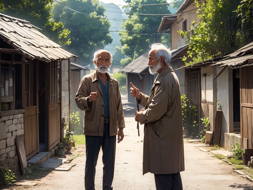 5 old man shocked standing in a village in 1975