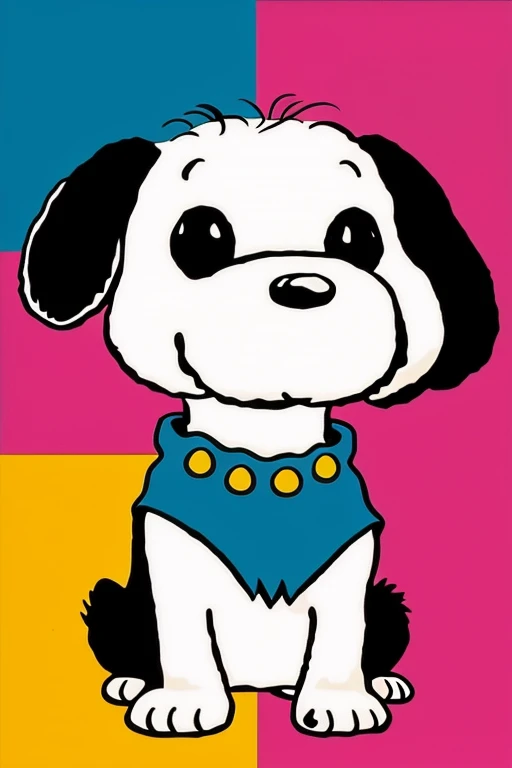 Elabora una imagen inspirado en el pop art sobre Snoopy