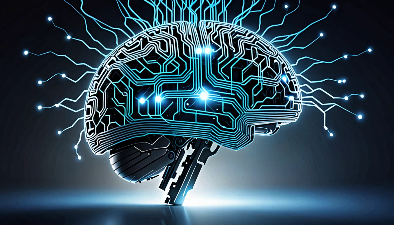 An abstract representation of artificial intelligence with a glowing digital brain