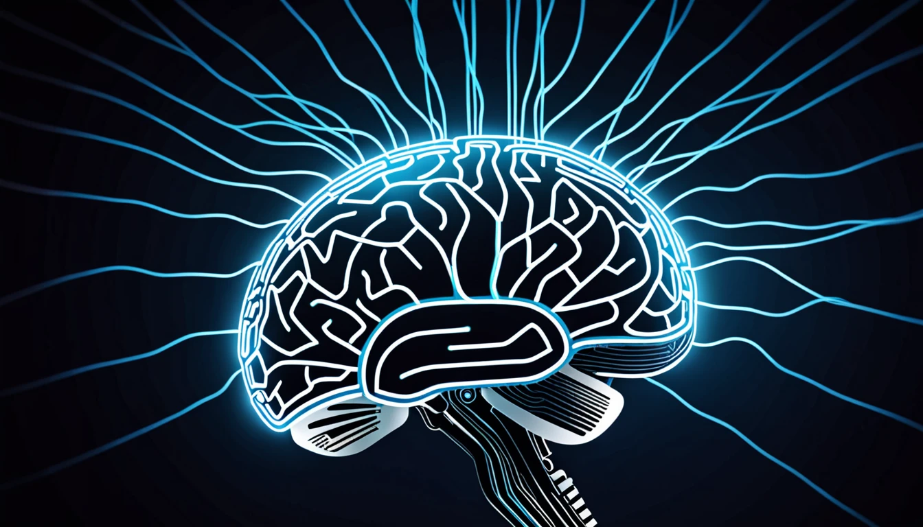 An abstract representation of artificial intelligence with a glowing digital brain