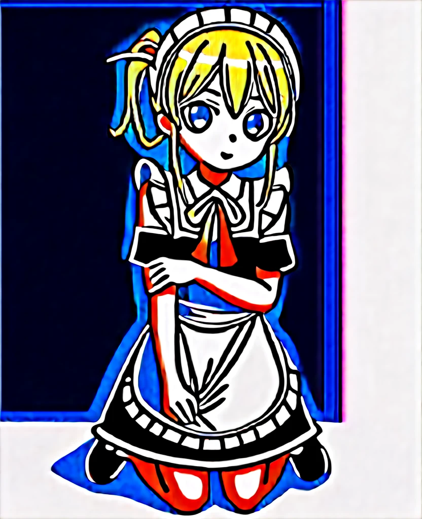 masterpiece1.0, best quality1.0, FHD1.0, female , 
,cute,cute,cute, cheerful, kneeling, looking at viewer, twintail, blonde,  , hair ribbon, thighhighs, ((((((frilled clothing)))))), ((((((off shoulder)))))), ((((((undone clothing)))))), ((((((mini skirt)))))), ((((((maid)))))), ((((((apron)))))), ((((((absurdres)))))), ((((((kawaii)))))), ((((((cel anime)))))),fullbody
