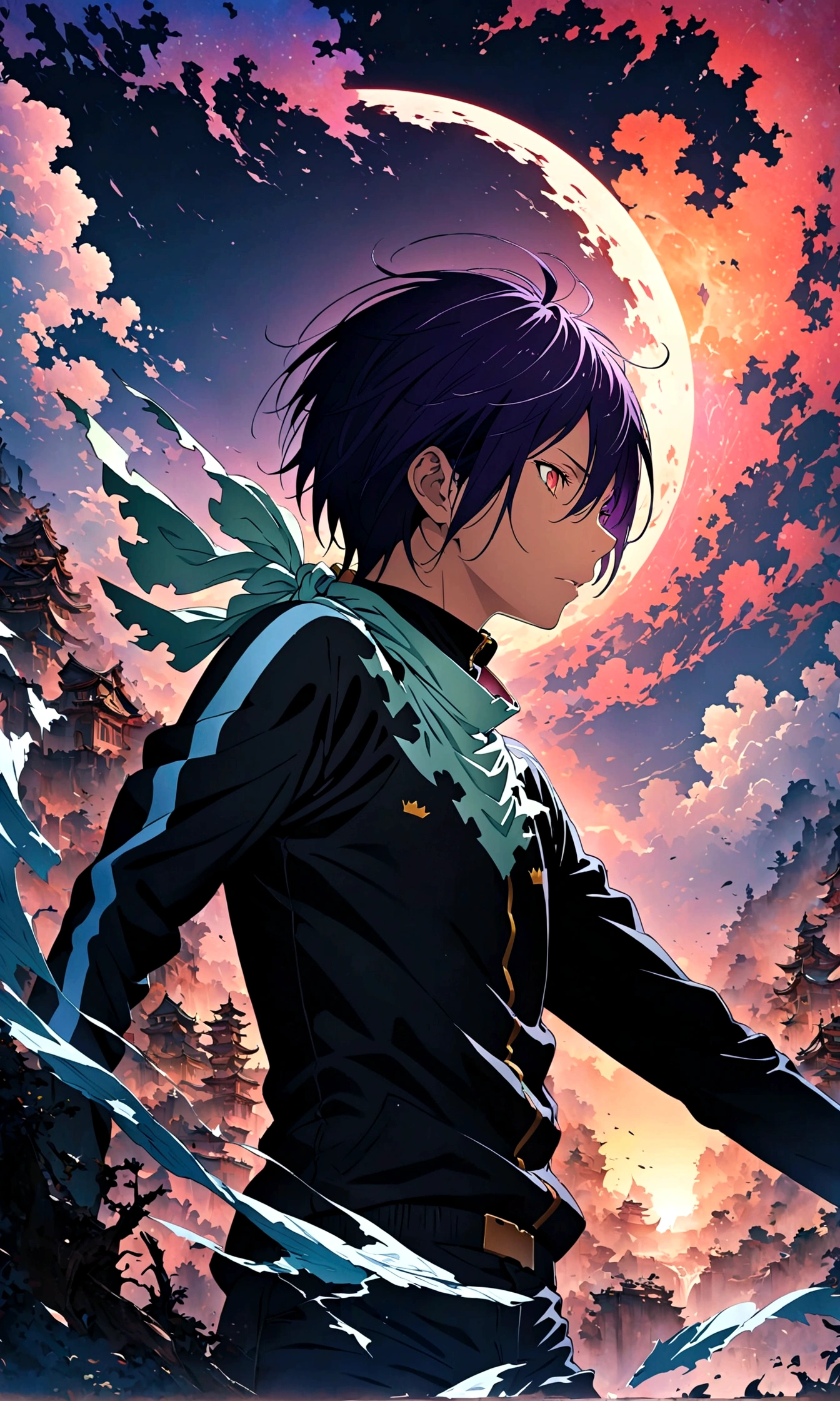 1boy,Yato \(noragami\),noragami,Intricate details,Wide range of colors,artwork,rendering,(masterpiece:1.3),(highest quality:1.4),(Super detailed:1.5),High resolution,Very detailed,unity 8k wallpaper,Decadent,Wind
