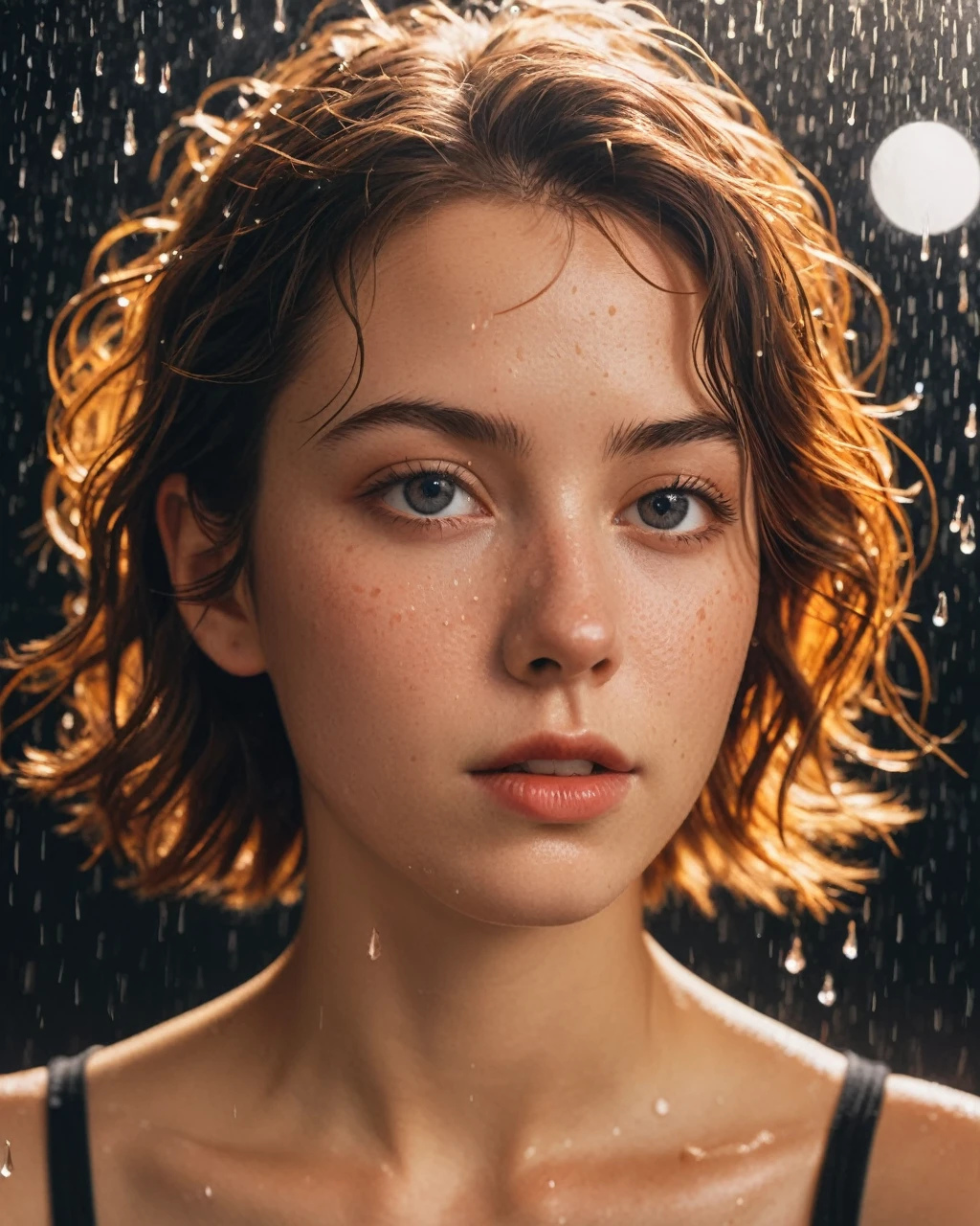8k, masterpiece, best quality, style american-germany, surreal dramatic lighting shadow, (lofi, analog), kodak film by Brandon Woelfel Ryan McGinley,
background is wet tshirt (water drops:1.2), splash detailed,
1girl, perfect face, perfect eye, looking at viewer, (Authentic skin texture:1.3)