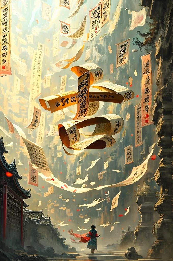 Chinese ancient books,pages,paper,chinese text,water,wind,masterpiece,masterpiece,long sleeves swaying in the wind,cinematic light,detailed environment,xuer calligraphy,luminous traces,(clean background:1.3),gold,low contrast,poster illustrations,
best quality,ultra-detailed,best quality,ultra-detailed,high-key