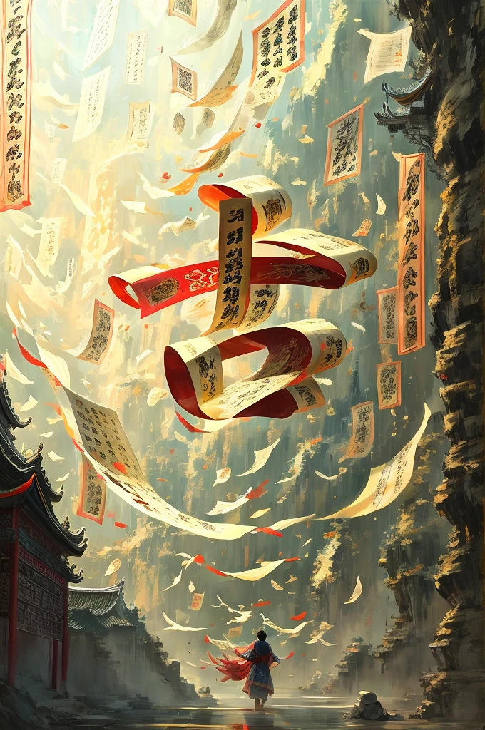 Chinese ancient books,pages,paper,chinese text,water,wind,masterpiece,masterpiece,long sleeves swaying in the wind,cinematic light,detailed environment,xuer calligraphy,luminous traces,(clean background:1.3),gold,low contrast,poster illustrations,
best quality,ultra-detailed,best quality,ultra-detailed,high-key