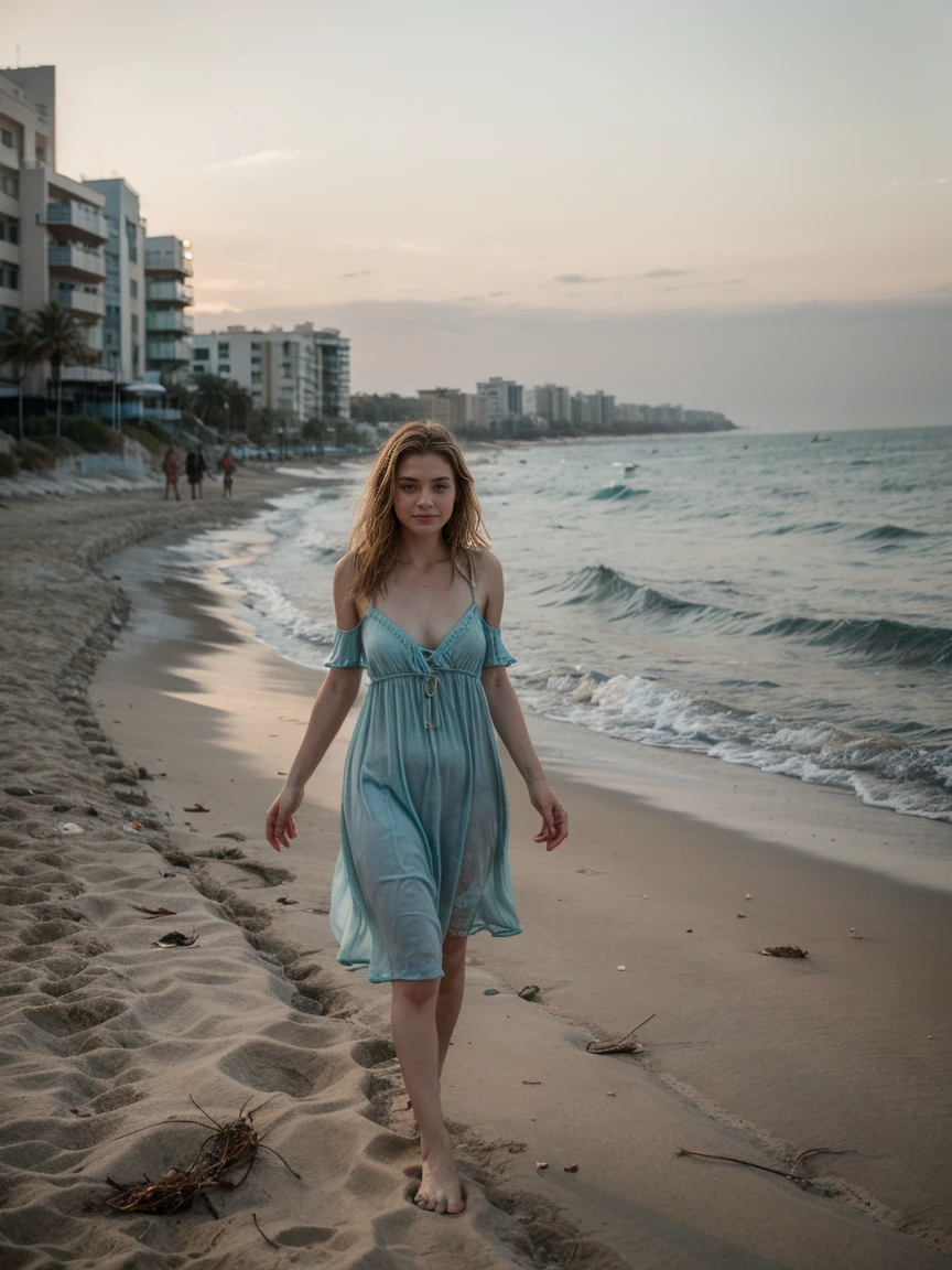 Russian girl, Russian traits, natural short red hair style, beautiful jaw, ultra high detailed, perfect breasts, realistic, detailed face, beautiful, jewelry, freckles, (eyes blue), (skin texture), wearing beach clothes ,
8K
The sun-kissed shoreline stretches before her, a canvas of golden sands framed by the azure expanse of the Arabian Gulf. The Jumeirah Beach Hotel stands sentinel, its wave-like architecture echoing the rhythmic lapping of waves.
As the Russian girl steps onto the beach, her bare feet sink into the soft grains, each step leaving an imprint—a fleeting memory etched in time. The air carries a hint of salt and warmth, a gentle invitation to explore.
Seagulls wheel overhead, their cries blending with the distant laughter of beachgoers. Palm trees sway, their fronds casting dappled shadows on the sand. The water beckons—an iridescent mosaic of turquoise and cerulean.
She walks along the water’s edge, the hem of her sundress brushing against her ankles. The sun paints her skin with a honeyed glow, and she gazes out toward the horizon, where yachts and dhows sail gracefully.
Behind her, the Jumeirah Beach Hotel stands proud—a beacon of luxury and leisure. Its private beach, a sanctuary for sunseekers, offers respite from the bustling city. Families build sandcastles, couples share secrets, and children chase the tide.
And as the day wanes, casting a warm blush upon the waves, the Russian girl continues her stroll. The sands remember her passage, and the sea whispers tales of distant lands.
In this moment, she is both traveler and dreamer, her footsteps merging with the timeless rhythm of Jumeirah’s shores.