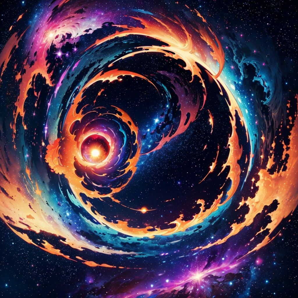 (Highest quality,4K,8k,High resolution,masterpiece:1.2),Super detailed eye in space,A majestic nebula of color,vivid neon colors,Complex shapes,Giant planet with stars in the background,Cosmic explosion,Celestial Energy,