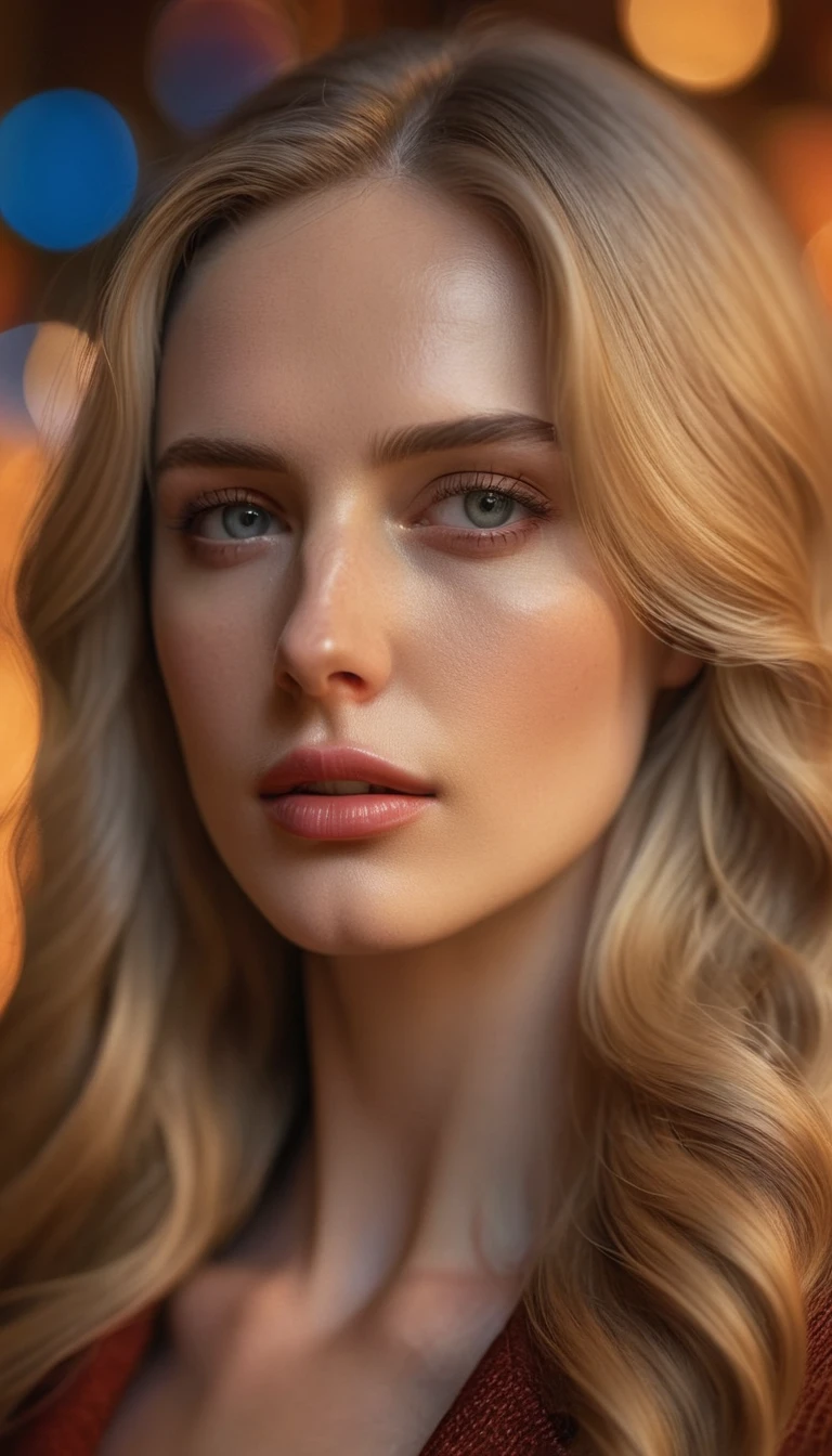 1girl, long blonde hair shatush, soft warm lighting, partially lit face, calm pensive expression, detailed eyes and lips, artistic photography style, warm color scheme, intimate, peaceful, (best quality,4k,8k,highres,masterpiece:1.2),ultra-detailed,(realistic,photorealistic,photo-realistic:1.37),HDR,studio lighting,extreme detail description,professional,vivid colors,bokeh