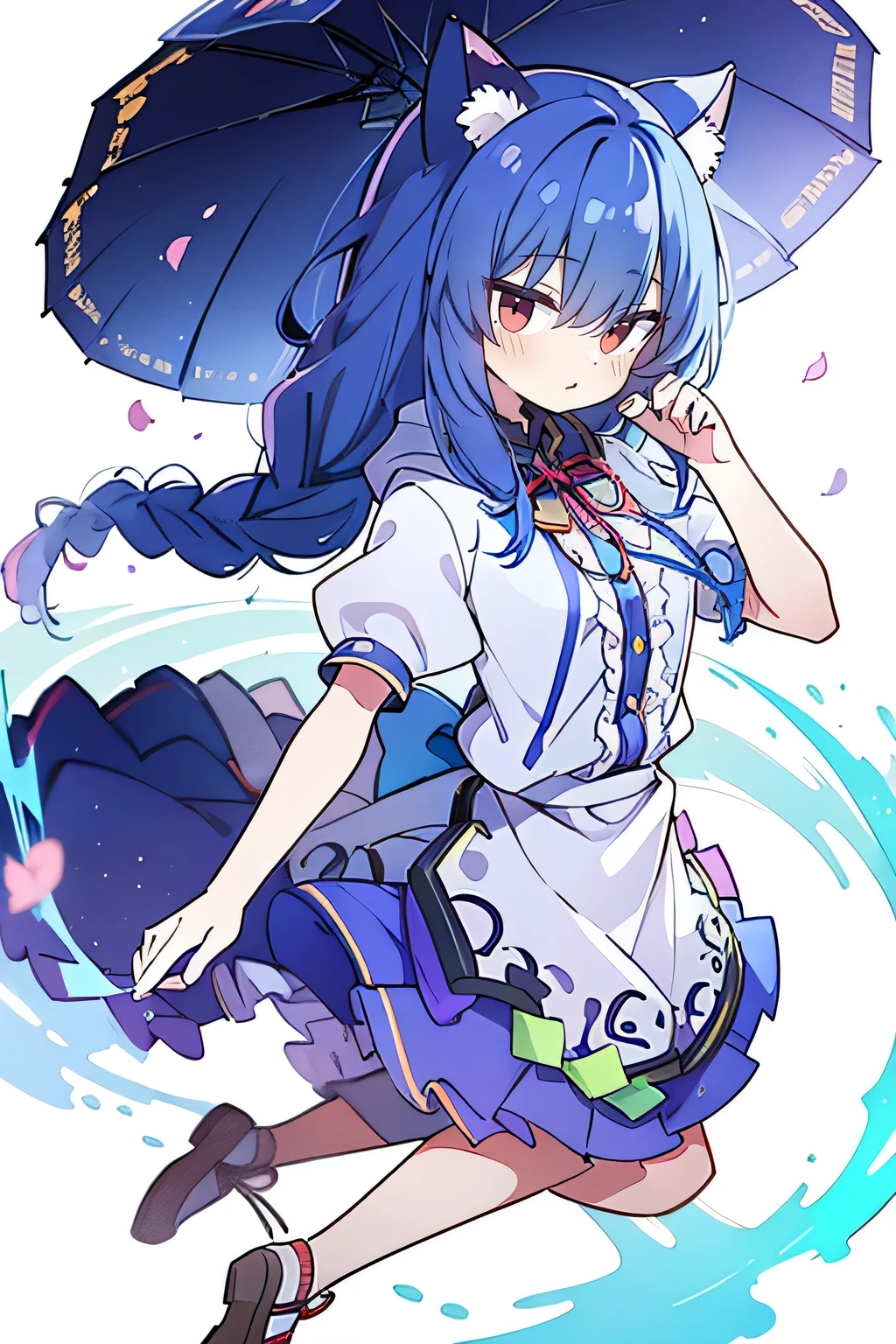 (masterpiece:1.2),Super detailed,lifelike,Expressive eyes,fair skin,perfect face shape,1 girl,
Japanese comics,Gorgeous blue hair,flowing blue hair,flowing clothes,Cat ears,Petals fall,beautiful lola,Baby Angel,
Shaking head with one hand,Cross your legs,Gentle and peaceful background,The pavilion is cool and comfortable,smile, wearing hoodie, background of tokyo,back views.fgo style,like \(destiny\), like Adult, hair length, underwear, masterpiece, Top quality, 1 Girl, looking at the audience,(((braid)))、shameful face、Embarrassed face、Long body、huge 、