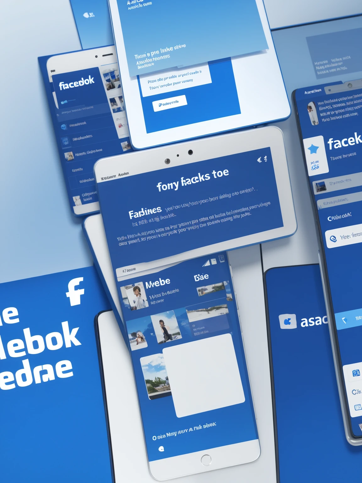 Make a an image for a facebook post about my facebook Ads service business use the color combination of blue and white.