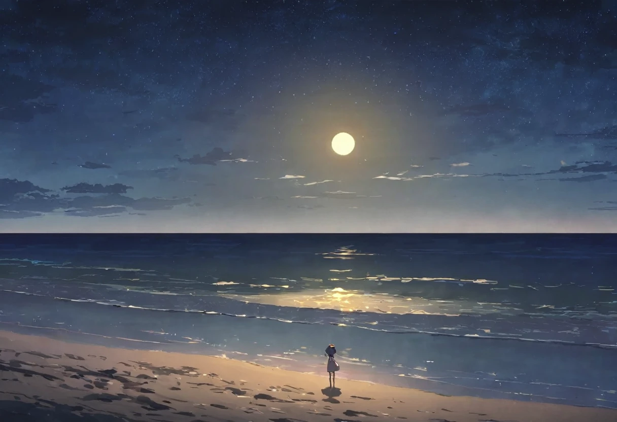 ({masterpiece}},{best quality},An anime screenshot,Beach at night,({masterpiece}},{best quality,}