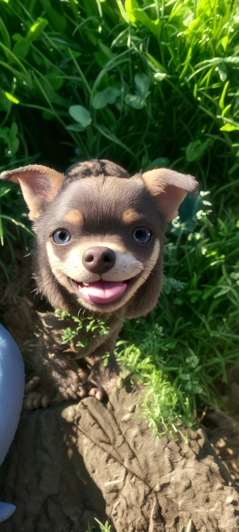 Personagem de desenho animado de um cachorro Chihuahua marrom escuro e marrom claro, lingua para fora quase sorrindo, animation character, Caractere estilizado, animation style rendering, 3D estilizado, Arnold Maya rendering, Stylized 3D rendering, toon render screenshot, Personagem 3D, Personagem 3D, Stylized 3D rendering, 3D character rendering, personagem de desenho animado, Personagem de close up, Pose de personagem, (Estilo Pixar) com fundo branco