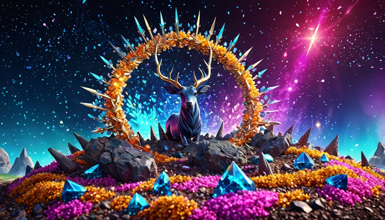 Anthill with Sagittarius design, Colorful crystals, With visual effects, Fantasy, 3D , High resolution, High resolutionR , 4K Upscaling, So--4.