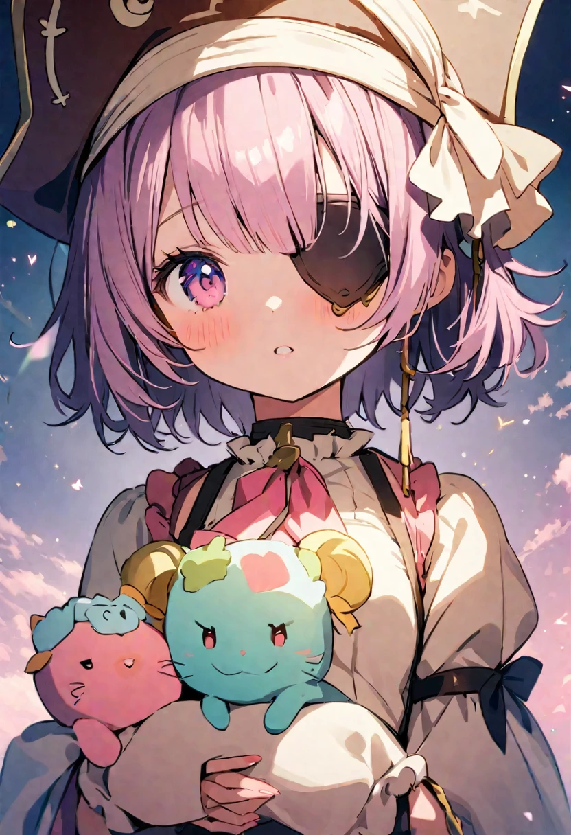 (( Pirate:1.3)),((Eye patch:1.3))、((Upper Body:1.3))masterpiece, Highest quality, Illustration of the novel, High resolution, 18+ Adult content, Sensual, Intimate, Emotional, Passionate, romantic, sweet, Adorable, Innocent, Pure, Charmな, Charmな, Charm, mysterious, Charmな, Charmな, Immersive, Charmな, dream-like, Surreal, Imaginative, Whimsical