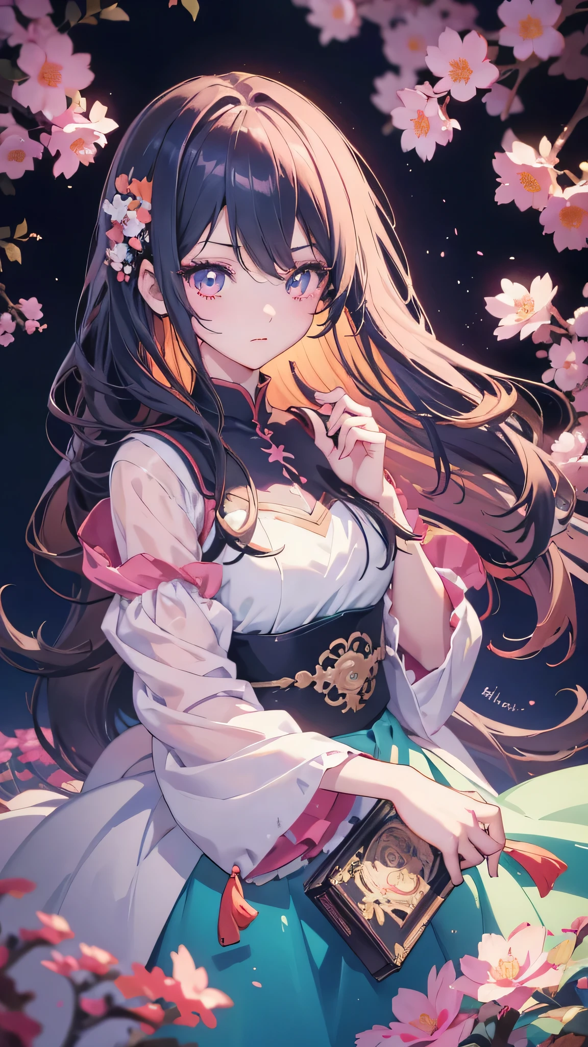 Anime-style girl with long hair and flowers, Cute anime waifu in a nice dress, Beautiful Anime Girls, Cute and detailed digital art, Beautiful anime portraits, pixiv artstationのguweiz, Gweiz-style artwork, Guweiz on ArtStation Pixiv, Detailed digital anime art, Anime Style 4k