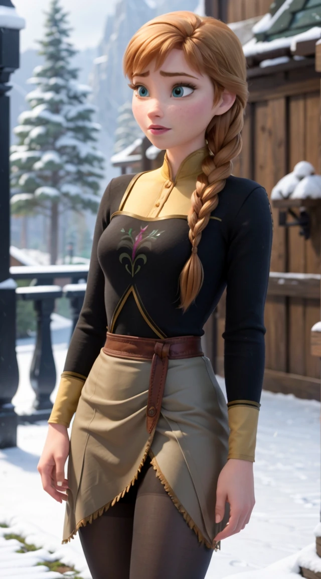 Photo of Anna of Arendelle wearing thight opaque pantyhose,