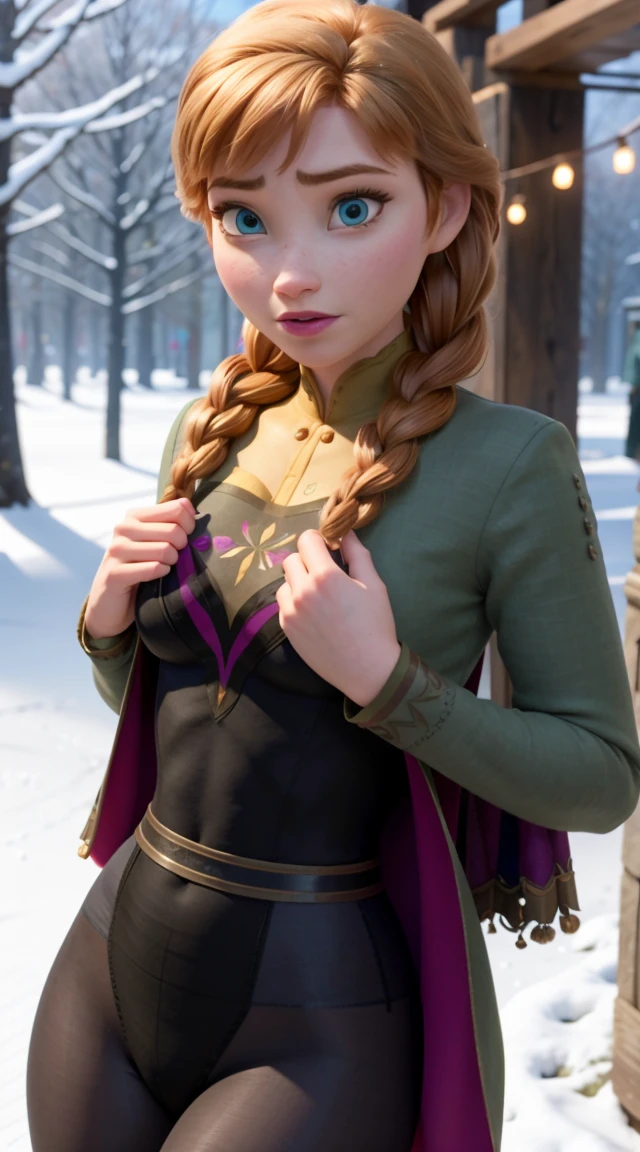 Photo of Anna of Arendelle wearing thight opaque pantyhose,