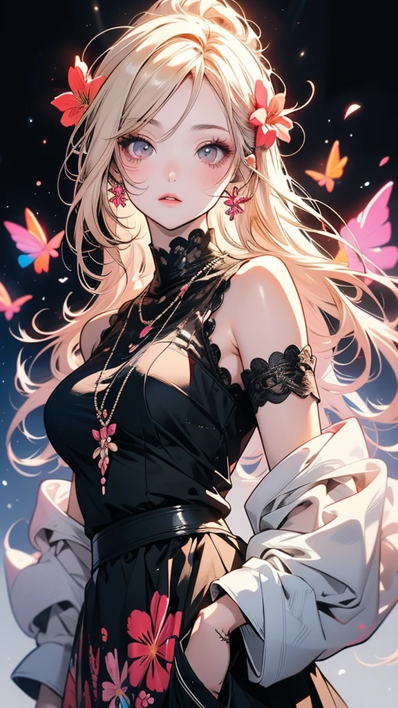 Anime-style girl with long hair and flowers, Cute anime waifu in a nice dress, Beautiful Anime Girls, Cute and detailed digital art, Beautiful anime portraits, pixiv artstationのguweiz, Gweiz-style artwork, Guweiz on ArtStation Pixiv, Detailed digital anime art, Anime Style 4k