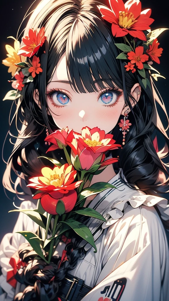 Anime-style girl with long hair and flowers, Cute anime waifu in a nice dress, Beautiful Anime Girls, Cute and detailed digital art, Beautiful anime portraits, pixiv artstationのguweiz, Gweiz-style artwork, Guweiz on ArtStation Pixiv, Detailed digital anime art, Anime Style 4k