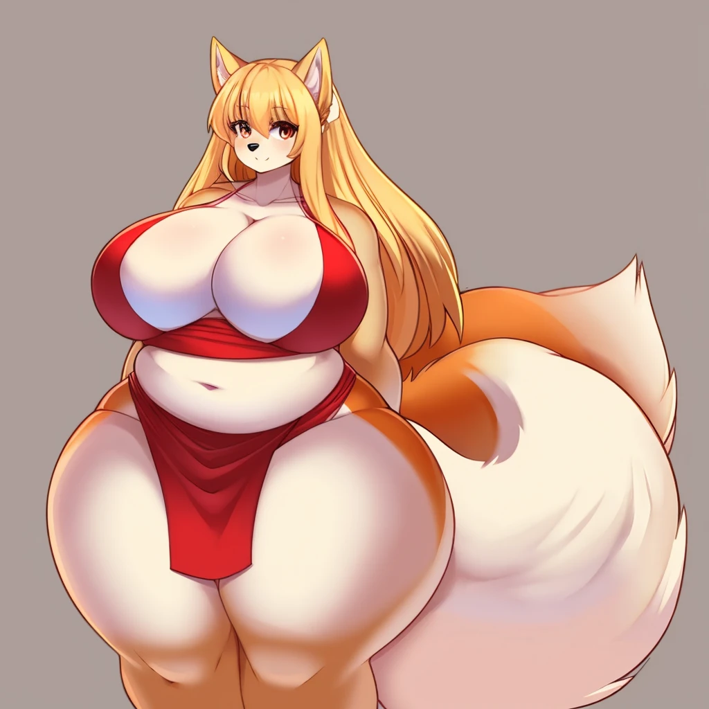 Malamute, female, long hair, huge breasts, huge hips, huge thighs, plump, voluptuous,chubby,fluffy cheeks, fluffy, fluffy tail,rolled up tail,wearing toga