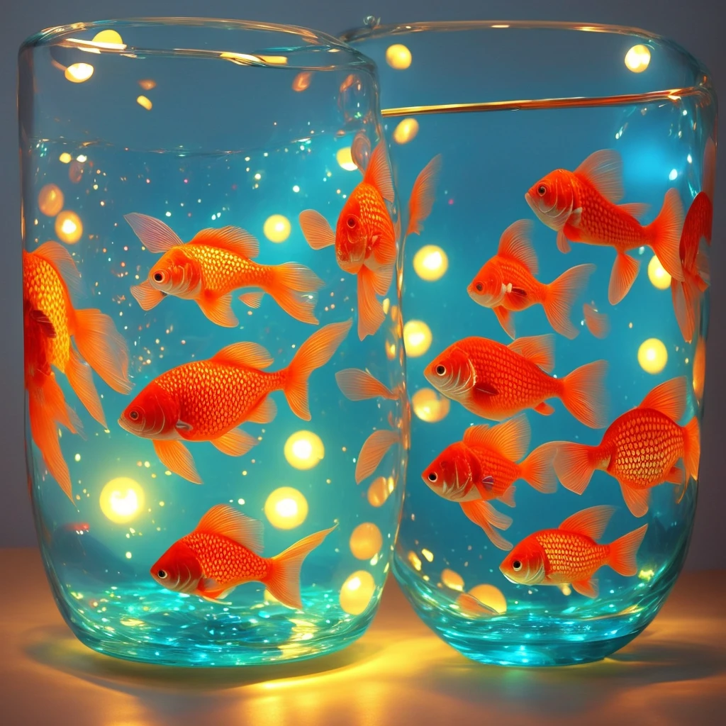 Cute Goldfish Cute goldfish bowl light with disco-style goldfish bowl pattern、Hell