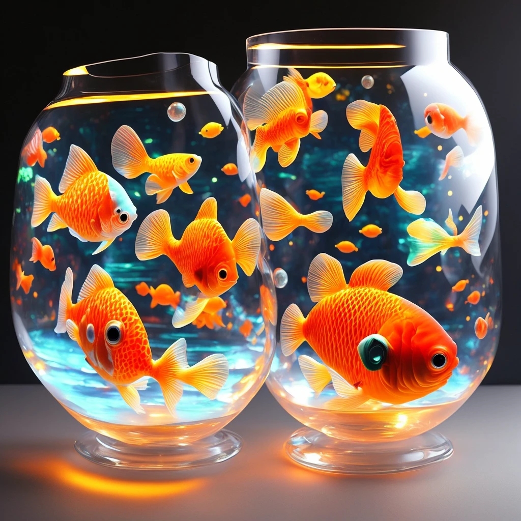 Cute Goldfish Cute goldfish bowl light with disco-style goldfish bowl pattern、Hell