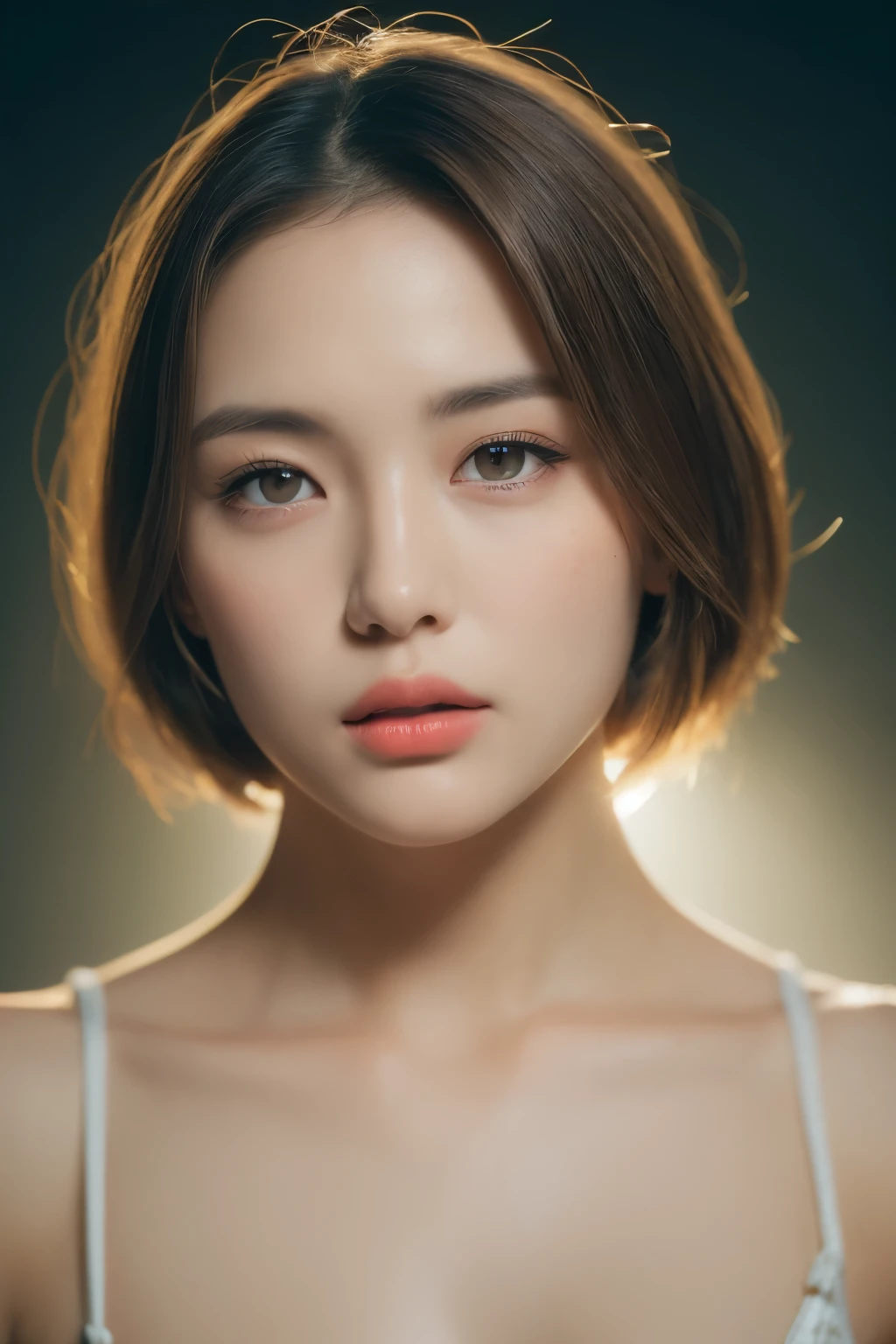 (Stunning, High-resolution 8K, Masterpiece: 1.3)
1 fashion model, a captivating Korean beauty with a short, chic haircut: 1.2, (high fashion pose: 1.4), trendy clothing: 1.2, close-up, side face: 1.5, detailed facial features, expressive eyes: 1.4, (direct flash lighting on face: 1.6), fashion photography: 1.3, intense focus on the model: 1.5.
(Photorealistic, ultra-detailed, professional lighting: 1.5), (depth of field, focus on subject