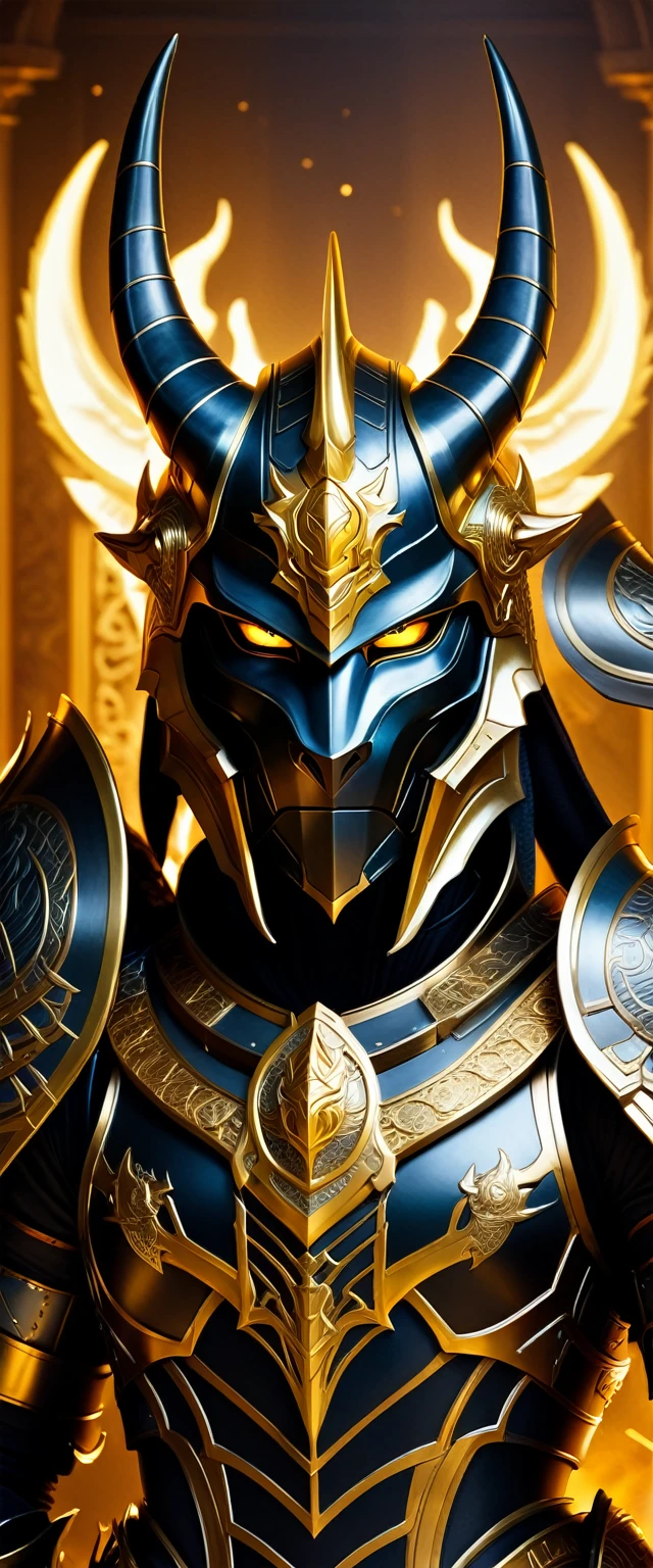 movie lighting, Horned golden-headed creature, Portrait of Dragon Knight, Mysterious Anubis Valkyrie, Super detailed fantasy characters, Robot dragon portrait, Sleipnir&#39;s photo, ghost of anubis, 4K detailed fantasy artwork, Polaroid Trend, zbrush contest winner, Created using zbrush, zbrush central tournament, warrior on horseback, (Covered in blood from head to toe)., v-shaped eyebrows, chiaroscuro, sparkle, diffraction spikes, overexposure, UHD, masterpiece, ccurate, anatomically correct, super detail, high details, award winning, best quality, highres, high quality