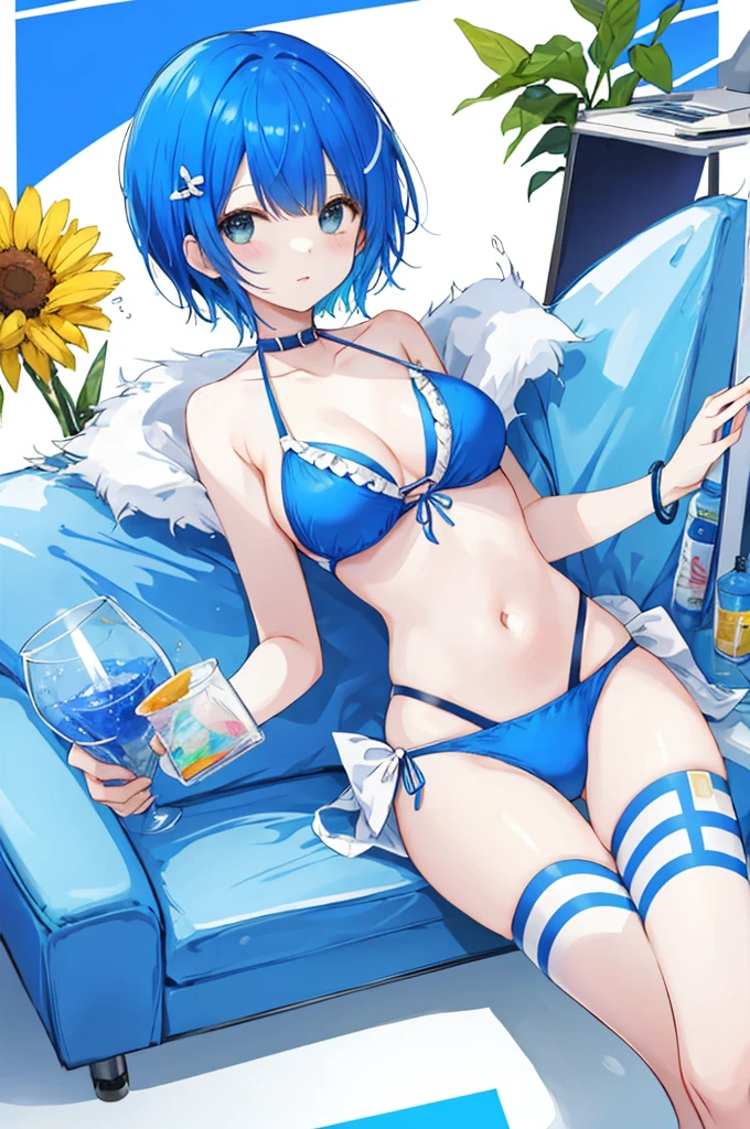 Bikini Girl、Blue hair short