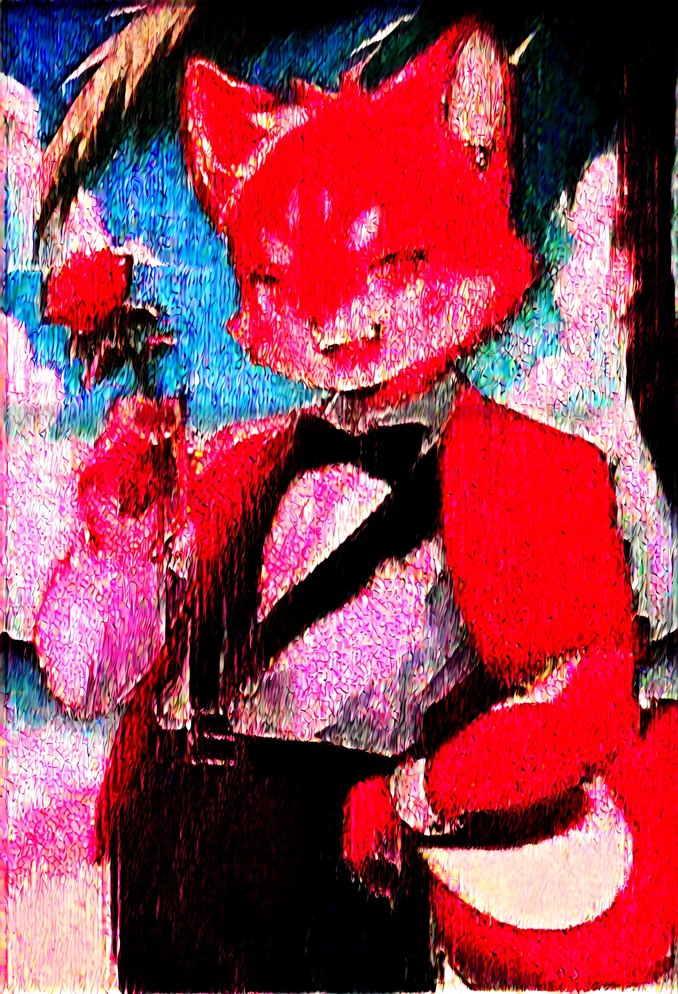 Watercolor elements, 1boy, kemono, furry, detailed body fur, animal face, animal hand, Handsome boy in tuxedo holding a red rose and looking at viewer,