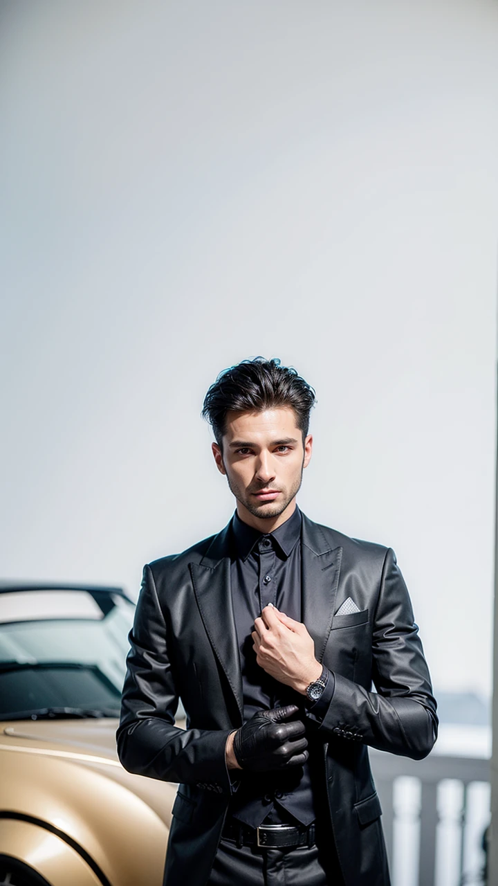 arafed man in a black suit, handsome male, handsome and attractive, handsome and elegant, portrait image, upper body, man in black suit, male model, attractive male, vitaly bulgarov, wearing a saint lauren black suit, attractive and good looking, luxury commercial photography