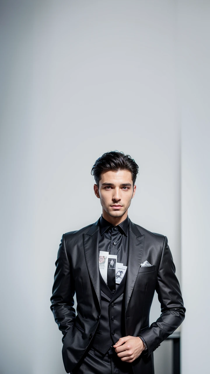 arafed man in a black suit, handsome male, handsome and attractive, handsome and elegant, portrait image, upper body, man in black suit, male model, attractive male, vitaly bulgarov, wearing a saint lauren black suit, attractive and good looking, luxury commercial photography