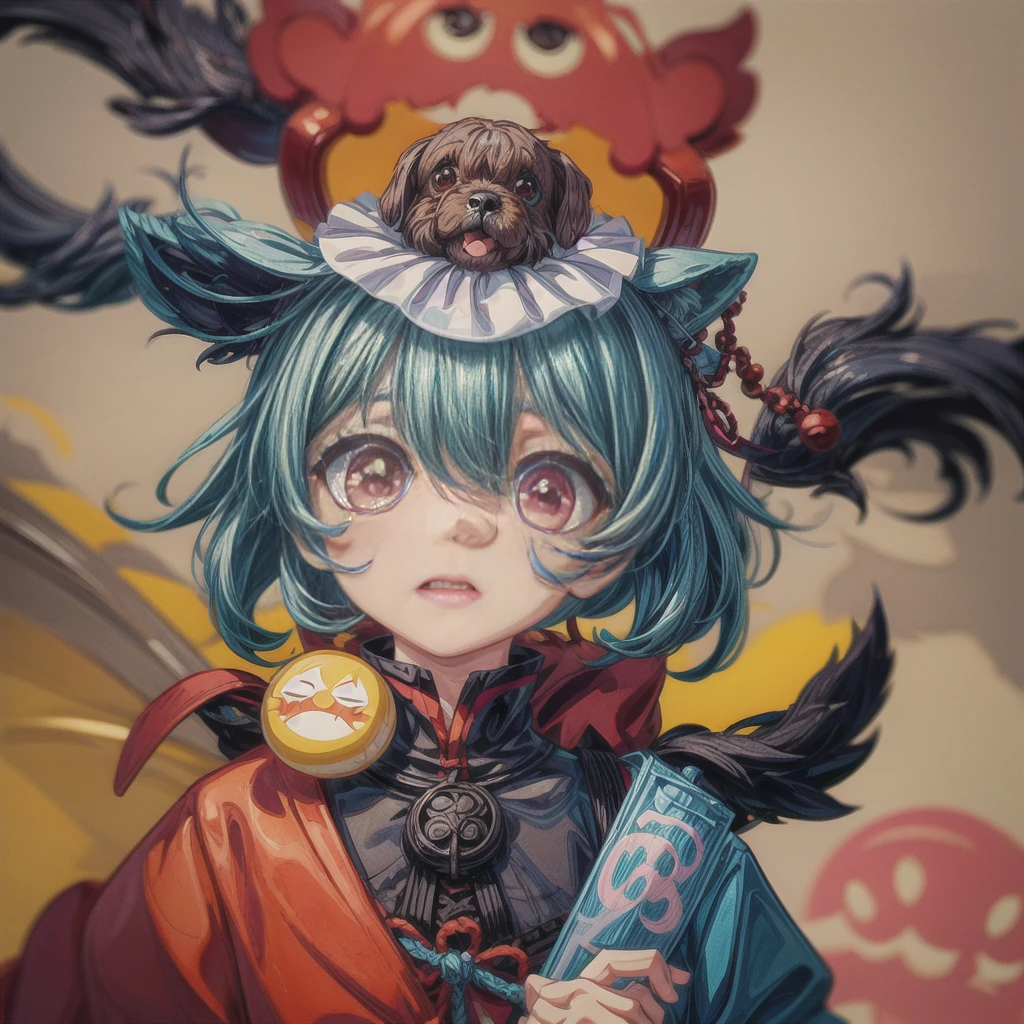 Close-up of a cartoon dog with different facial expressions, cute colorful adorable, kawaii Cute dog, Cartoon style cute, Cute Features, Soft and cute colors, Hungry Ghost Festival, Beasts, pastel colors only, Cute art style, Cute dog, ( colorful ), ah, unused sticker sheet, [ floating ]!!, Cute cartoon