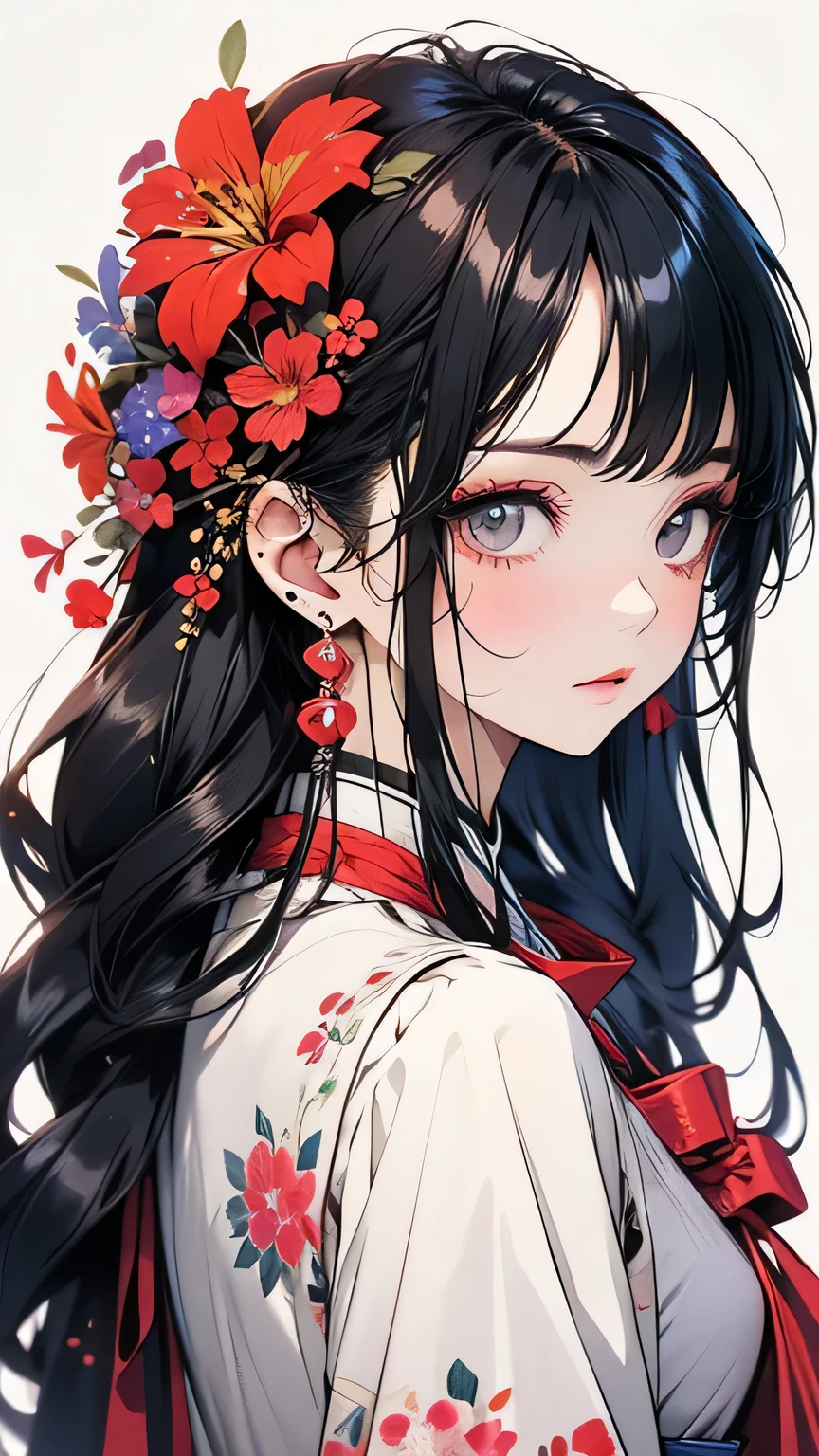 Anime-style girl with long hair and flowers, Cute anime waifu in a nice dress, Beautiful Anime Girls, Cute and detailed digital art, Beautiful anime portraits, pixiv artstationのguweiz, Gweiz-style artwork, Guweiz on ArtStation Pixiv, Detailed digital anime art, Anime Style 4k