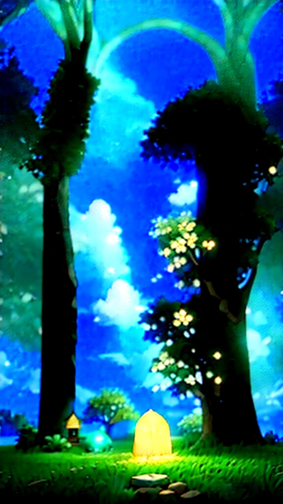 /imagine prompt: An enchanting digital illustration of a serene village named Sukoonpur, with simple and welcoming villagers, a mystical ancient peepal tree in the center believed to house a magical spirit, glowing softly under the moonlight, with a hint of mystery and wonder, Color palette: earthy tones with a hint of mystic blue, warm and inviting expressions on the villagers' faces, Soft, gentle lighting creating a magical atmosphere. --v 5 --stylize 1000 --ar 16:9