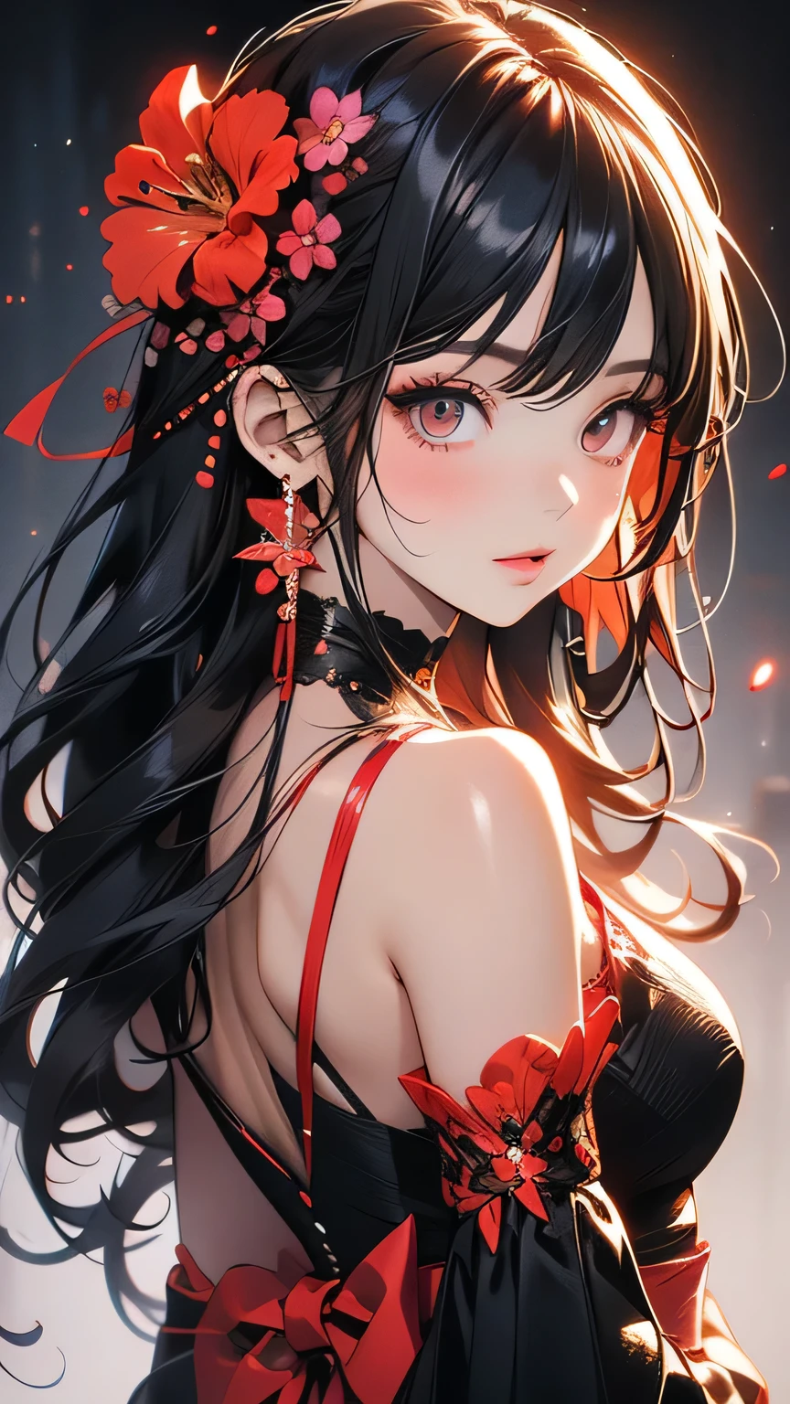 Anime-style girl with long hair and flowers, Cute anime waifu in a nice dress, Beautiful Anime Girls, Cute and detailed digital art, Beautiful anime portraits, pixiv artstationのguweiz, Gweiz-style artwork, Guweiz on ArtStation Pixiv, Detailed digital anime art, Anime Style 4k