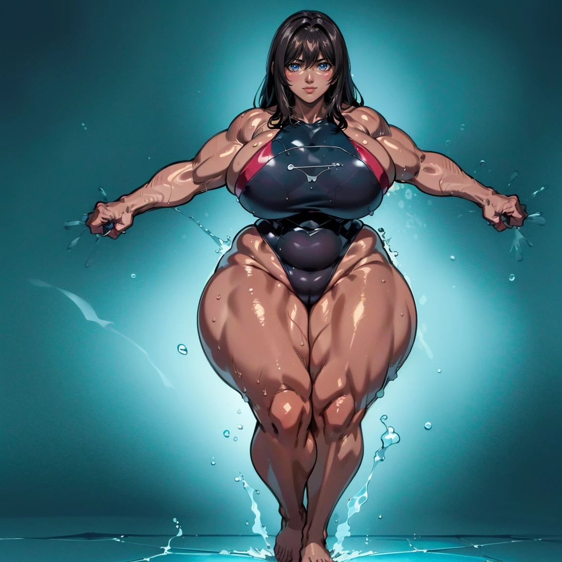 (Private 4K)、(High resolution:1.2)、(High freshness:1.2)、、(Whole Body Ezbian:1.2)、(swim:1.8)+++,,((Woman with exaggerated big physique))、(Huge muscles:1.4)、((very dark skinned woman:1.6))