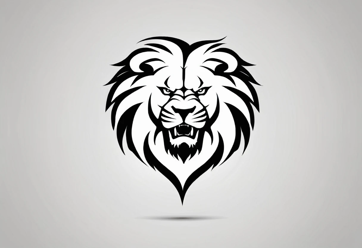 negative space logo silhouette lion angry shape , low detail, luxury, very simple, connocation, vector, 2D, modern white and black company logo