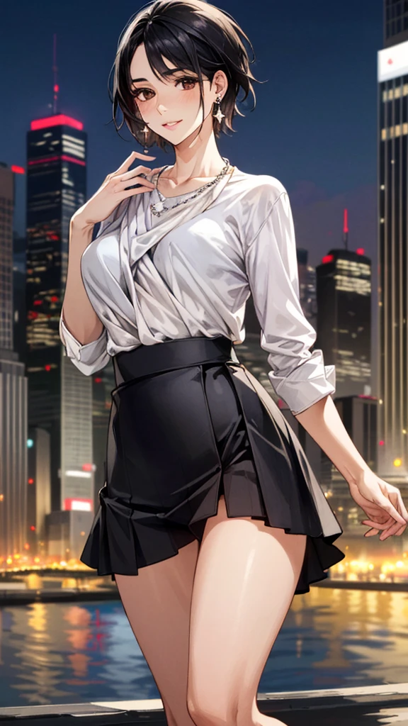 19-year-old girl, She is the most beautiful actress in the world., This girl has a perfect figure, Wear a bra under your formal shirt、Covering large breasts, Formal shirts worn under blazers are worn over bras, A blazer is worn over a formal shirt, The crotch of her panties is barely covered by her short skirt., Her bare feet, Her body is facing directly towards the viewer of this photograph., She stands straight in the road, Browsing Caution, Highest quality, Very detailed, Ultra-high resolution, Photo Real, RAW Photos, masterpiece, 8k