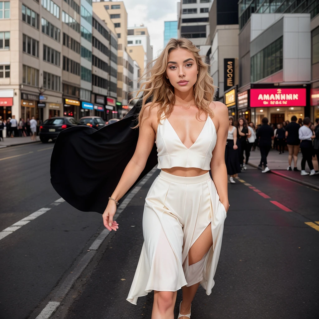 In this fascinating scene, our 21-year-old American influencer radiates her charm as she immerses herself in a different activity at an exclusive event. Her presence is as dazzling as ever, showing her versatility and grace at every moment.
This time, we find her walking down the street. Dressed in an outfit that fuses the artistic and the elegant, our influencer demonstrates that style can be a form of self-expression. She wears a uniquely designed outfit, with flowing cuts and creative details that enhance her silhouette with contemporary elegance. Paired with minimalist shoes and delicate accessories, her look is a sophisticated and avant-garde style statement. 🎨👗
As she immerses herself in her work, her blonde hair cascades over her shoulders, adding a touch of softness to her image. Her makeup highlights the luminosity of her face and the freshness of her complexion, complementing her focused and passionate expression.
The atmosphere of the artistic session is full of creativity and emotion, with each stroke capturing the unique essence of our influencer and her inimitable style. Through the lens of the ultra-realistic 8K professional cinema camera, every moment of this scene is captured with astonishing clarity, highlighting the grace and elegance of our style muse in all its facets.