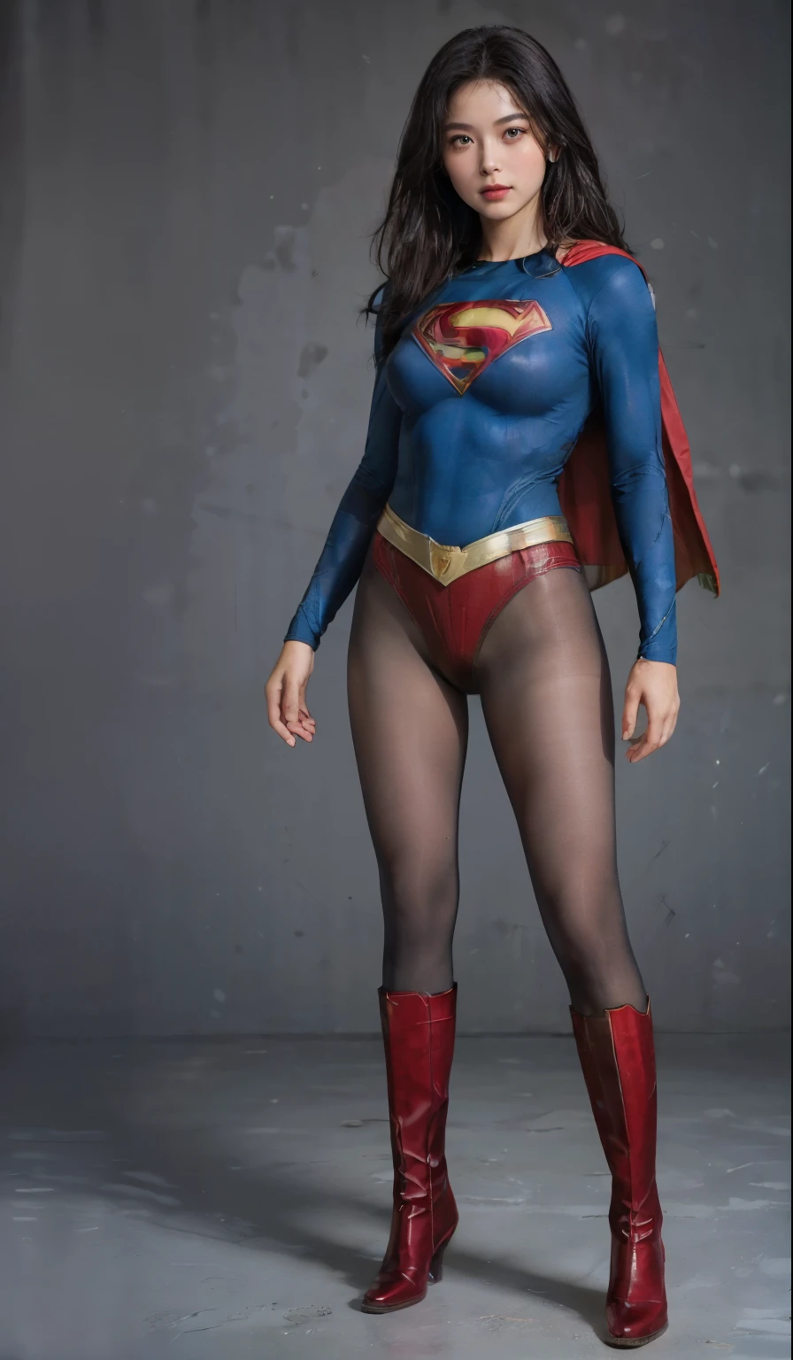 No background、(((Beautiful legs in black tights.)))、(((Legally express the beauty of your smile)))、((((Make the most of your original images)))、(((体にぴったりフィットするSupergirl Costume)))、(((Supergirl Costume)))、(((Beautiful Short Hair)))、(((She is winking cutely.)))、(((Please wear black tights....、Wear red boots)))、((Best image quality、8k))、((Highest quality、8k、masterpiece:1.3))、(((Preserve background )))、Sharp focus:1.2、Beautiful woman with perfect figure:1.4、Slim Abs:1.2、Wet body:1.5、Highly detailed face and skin texture、8k