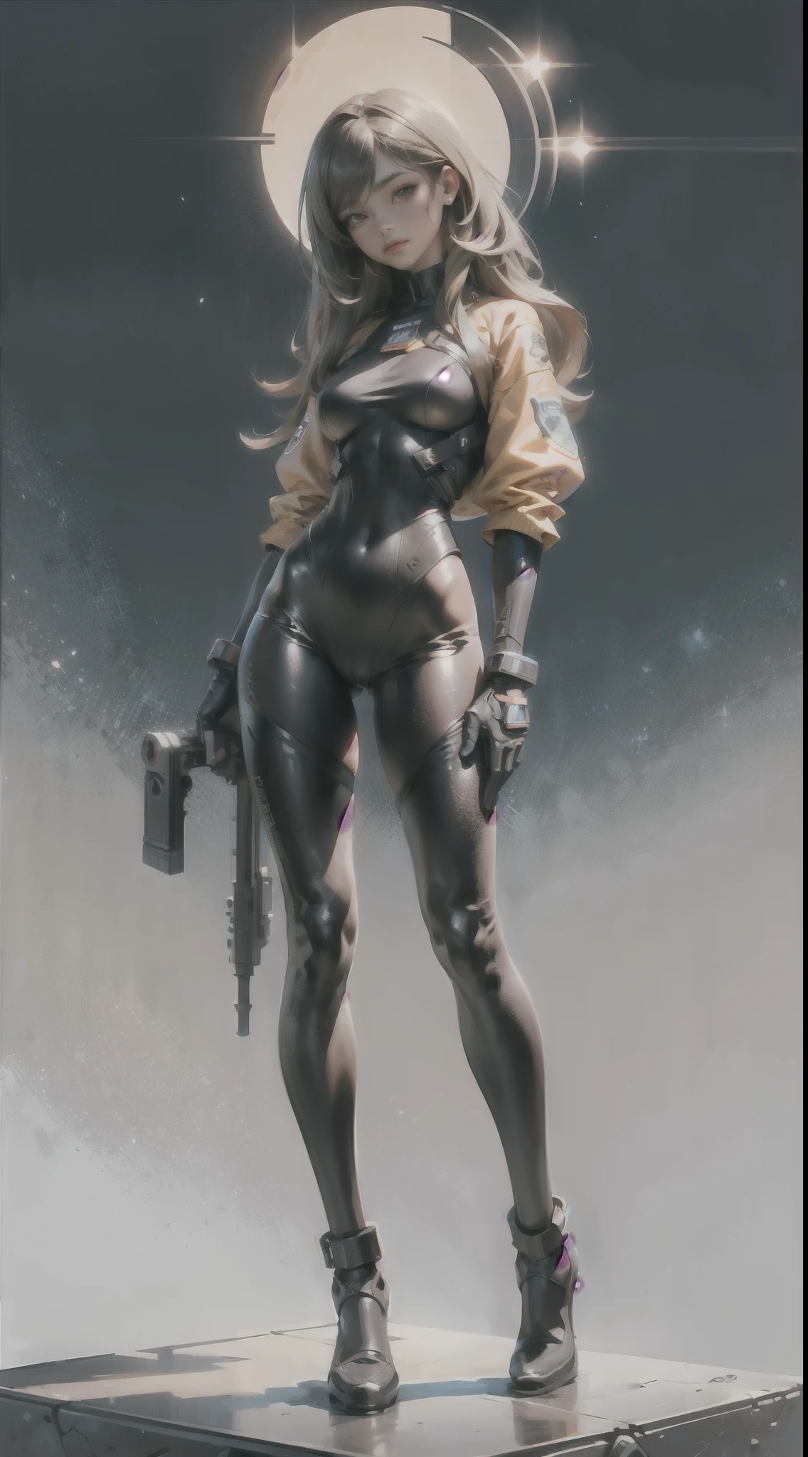 masterpiece, best quality，Medium Length Hair, Full body portrait, , Sexy, Lopez, exhibit，Camel toe，Realistic images，8K, Ultra high quality, masterpiece, precise, Textured Skin, High Detail, best quality, Awards，((Long-range shooting，Sense of distance，Full body image))