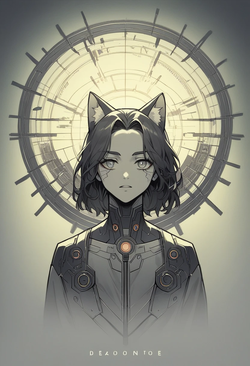 ultra detail, high resolution, ultra detailed, best quality, amazing, top quality, extremely detailed CG unity 8k wallpaper, cinematic lighting, cat fanboy, cyberpunk, dark boy confiante . olhar intimidador . cabelo enrolado. Ele esta reto na imagem
