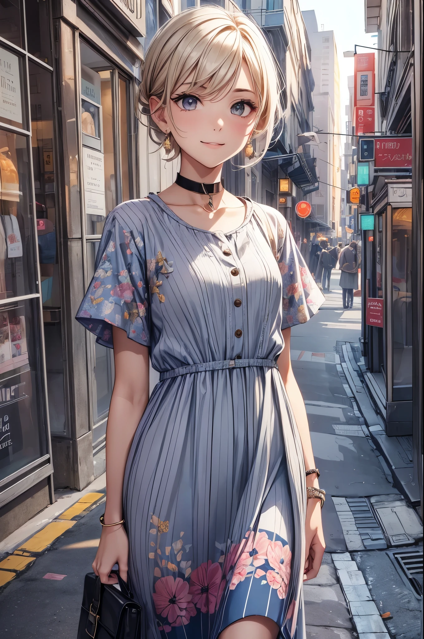 "best quality,ultra-detailed,((background:outside the park1,8)),(one boy),(full body),portraits,((sissy boy,tomboy,FemBoy,trap1,8)),bulge1,8,(look side),(look side),(natural makeup),black choker,necklace,earrings,(short blonde hair),boy's face,boys body,((angly)),((smile+happy)),((maxi-length-dress)),(patterned dress),(casual dress),(sneakers),(he’s having shoulder bags),vibrant colors,soft lighting"