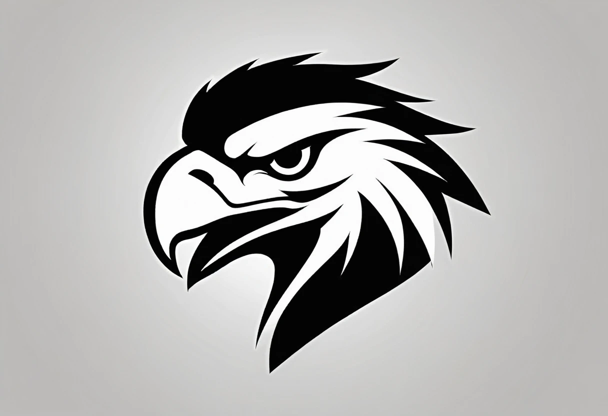negative space logo silhouette eagle angry shape , face looking to the left side, side view, low detail, luxury, very simple, connocation, vector, 2D, modern white and black company logo